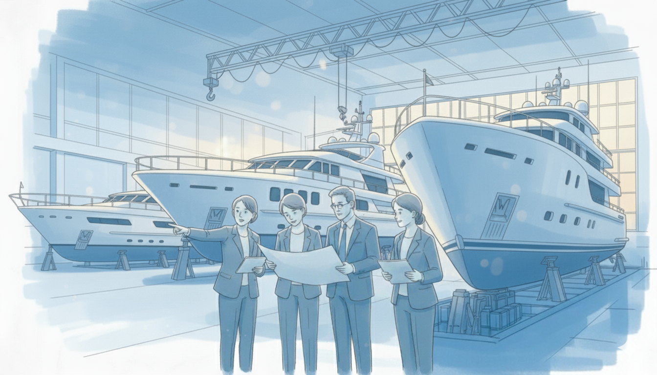 Service_General Conceptual image of interlocking gears and financial charts, representing systemic optimization and measurable value creation in marine industry services.